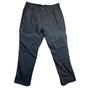 Men's Black Utility Cargo Pants - Elastic Waist
